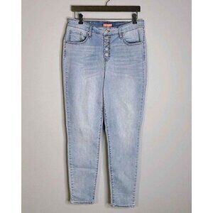 All Worthy Hunter McGrady Button Med Indigo Skinny Ankle Fitted Womens Jeans 14